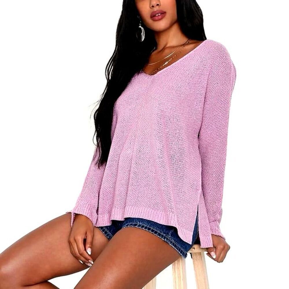 Lulus Easy Inspiration Lilac V-Neck Pullover Sweater XS